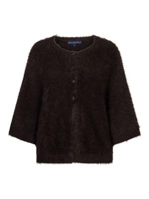 Red Button vest fuzzy poncho Espresso