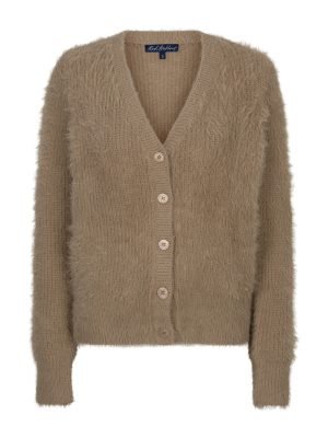 Red Button vest fuzzy Latte