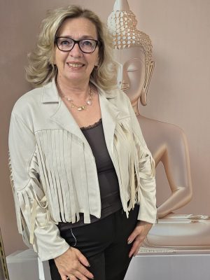 Festival jas suedine-look met franjers