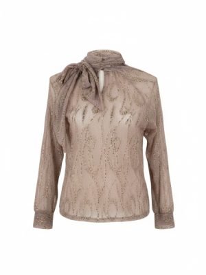 Icnk Top Millar crincle shiny jacquard Light Mauve