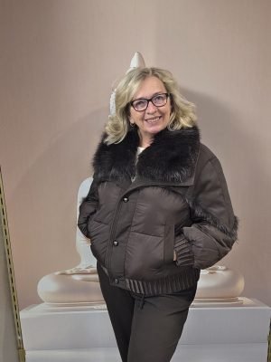 Iz Naiz winter jacket Espresso met fake fur kraag