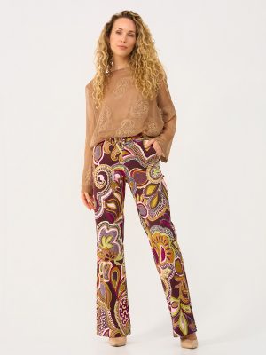 Mi Piace broek recht big paisley print multi