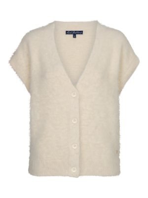 Red Button vest mouwloos fuzzy Cream
