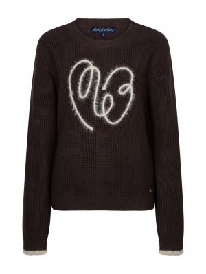 Red Button sweater ribbon logo Espresso